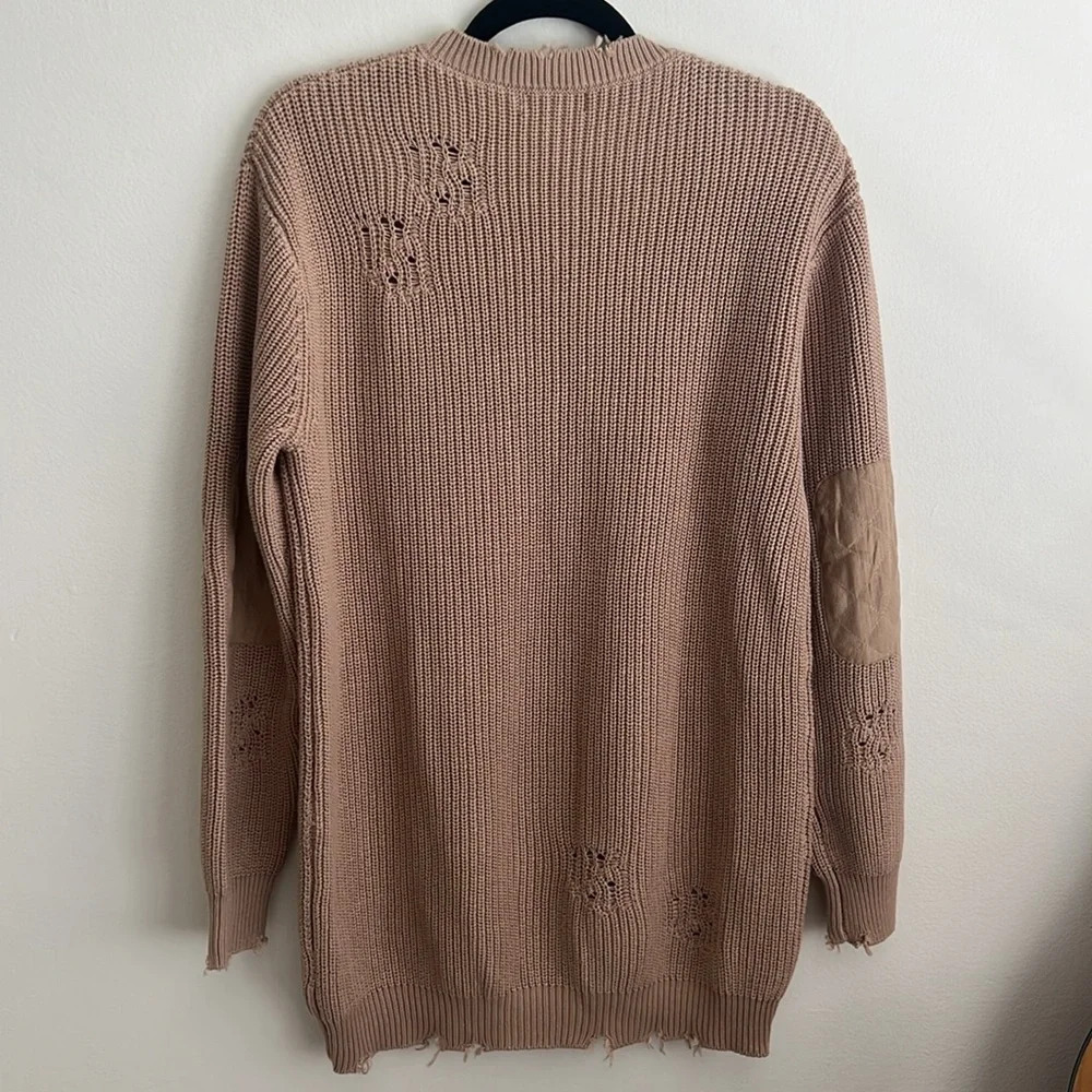 SER.O.YA Devin 100% Cotton Distressed sweater dress tan S - Picture 10 of 11